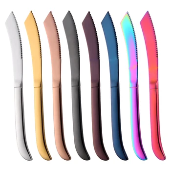 Z nehrdzavejúcej Ocele Rainbow Steak Nôž Ostré Nože Nastaviť Reštaurácia Príbory Večera Nôž Black Nože na syr v Riadu Nastaviť