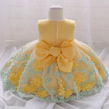 2021 Letné Baby Girl Šaty Princezná Šaty Frock Krstiny Pre Dieťa Dievča Oblečenie, 1 Rok Narodeninovej Party Svadobné Šaty 3 6 Mesiaca