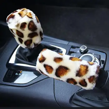 Všeobecné Leopard Tlač Umelé Kožušiny Zimné Plyšové Auto Volant, Kryt Ručnej Brzdy Výstroj Kryt Kryt Volante Vozidla Kryt