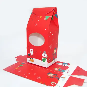 10pcs Červená Vianočné Party Candy Boxy s Oknom Papier Santa Claus Snehuliak Nugát Box Šťastný Nový Rok Láskavosti Darčekové Balenie Tašky