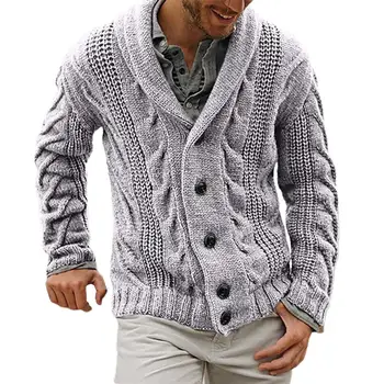 Zimné Sweatercoat Jeseň Mužov Farbou Pletený Sveter Tlačidlá Vyhovovali Cardigan Teplá Bunda Mužský Kabát