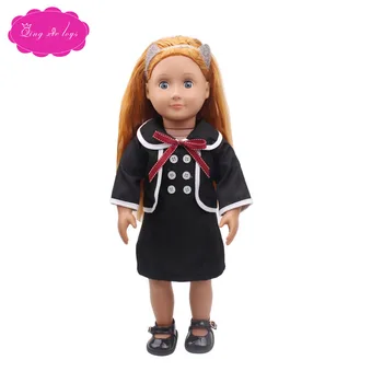 18-palcové Dievčatá bábiky šaty Black školskú uniformu Študentov Americké oblečenie novorodenca sukne Baby hračky fit 43 cm bábiky baby c259