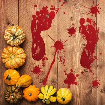 6 Listov Krvi Tlač Samolepky Odtlačkov Stopy Nálepky Halloween Stenu, Nálepky na Okno Festival Strany