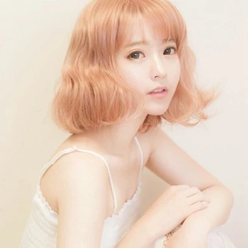 Harajuku kórejskej Ženy Módny Štýl 30cm Krátke Kučeravé Yurisa Cosplay Parochne pre Ženy Falošné Vlasy Vzduchu Bang Syntetické Vlasy Ružové Zlato