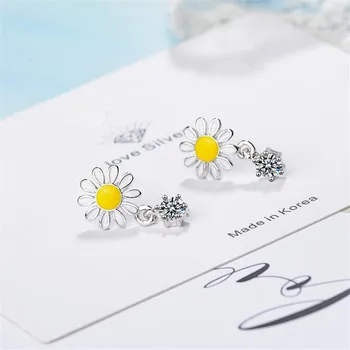 Daisy Náušnice Nový Príchod Sladké Sun Flower 925 Sterling Silver Šperky, Módne Crystal Temperament Žien Stud Náušnice SE758