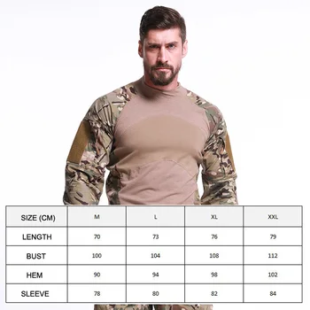 Vonkajšie Kamufláž Taktické Dlhým rukávom Nohavice pánske Vojenské T-Shirts Jeseň Zima Lov Tréningový Kemp Uniformy