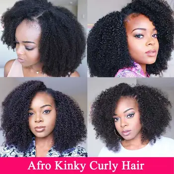 Mongolskej Kinky Afro Kučeravé Vlasy, 3 Zväzky Zväzky Riešenie 8-22 palcov Ľudské Vlasy Zväzky Non Remy Krásy Lueen predlžovanie Vlasov