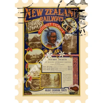 Nový Zéland suvenír magnet vintage cestovné plagát