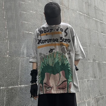 Hip Hop Harajuku Luff Tričko Streetwear Mužov Ležérne Košele Biele Letné Cartoon Jeden Kus Tričko Fashion Pohode Japonsko Tričko Muž
