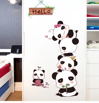 [shijuekongjian] Black Pandy Samolepky na Stenu DIY Zvierat Stenu Kotúča, pre Deti Detská Izba Spálňa, Domu, Škôlky, Dvere Dekorácie