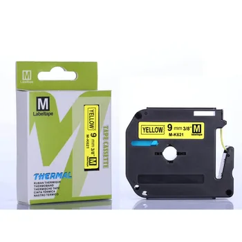 M-K621 MK-621 9 mm Kompatibilný Označenie Páskou pre Brother PT Labeler Stroje Čierne na Žltom MK621 MK 621(ping)