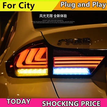 Auto Styling Prípade HONDA City zadné svetlá-2017 LED zadné Svetlo LED Zadné Lampy DRL+Brzdové+Cúvaní+Signálneho SVETLA Príslušenstvo