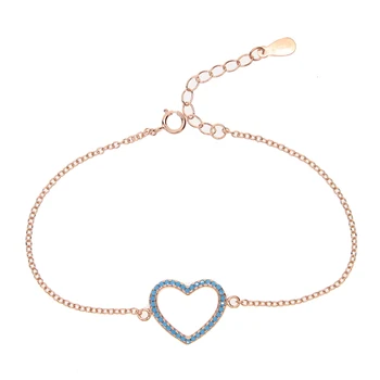 925 sterling silver 2019 valentines darček pripraviť turquoises roztomilý srdce kúzlo jemné milenca dar srdca strieborný náramok