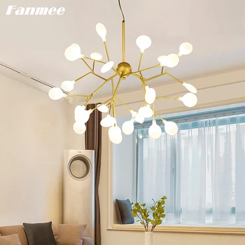 Moderný Minimalistický Zlaté Firefly Strom Luster Svetlo LED G4 Nordic Pobočky Interiéru Závesné Svietidlo Art Deco Obývacia Izba, Spálňa
