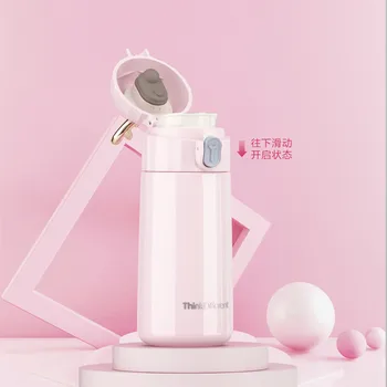 Aikesi roztomilý jeleň kórejská verzia roztomilý antler termosky pohár pre mužov a ženy, zámok jar kryt malý praktický darček pohár