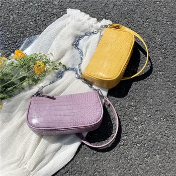 Syntetické kožené dámske kabelky, mini crocodile taška cez rameno s krokodílom tlač, módne luxusné kabelky, 2020