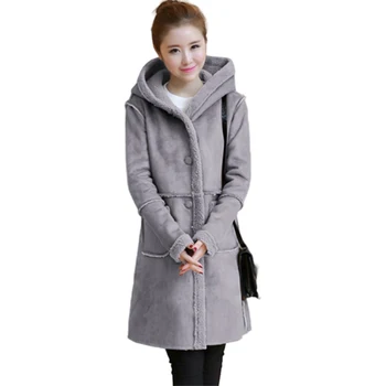 Ženy Dlho Cashmere Vlnené Kabát na Jeseň Zima kórejský Kapucňou Vlnené Kabáty Plus Veľkosť Womens teplej ovčej vlny coats Kabát 3XL F1145