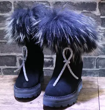 2019 nové zimné nepremokavé platformu zvýšené 8 CM snehu topánky ženy topánky non-slip hrubé dno silver fox terry