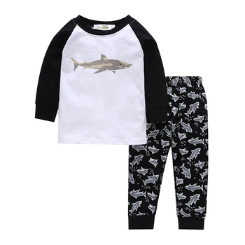 Baby Deti Chlapci Dievčatá Shark Vzor Nastaviť Dlhý Rukáv, Blúzky, TopsTrousers Sleepwear Pyžamá