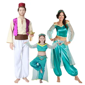 Umorden Rozprávky Aladdin Lampa Aladdin Kostýmy Jasmine Kostým pre Mužov, Ženy, Dievčatá, Rodiny Zodpovedajúce Arabské Odevy