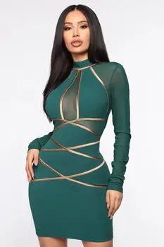 Nové Jeseň Sexy Party Šaty Žien Oka Zelená Sexy Bodycon Slim Fit Mini Šaty, Párty A Nočný Klub Vestidos De Mujer 2020
