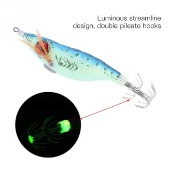 6PCS Pevného Rybárske Lure 3D Oči Svetelný Wobbler Umelé Krevety Návnadu Octopus Sépie Krevety Prípravok Squid Rybárske Lure Nástroje
