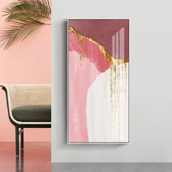 Abstrakt Zlaté Ružové Biele Plátno na Maľovanie Nordic Moderné Zlato Wall Art Vytlačí Plagát Obrázky pre Obývacia Izba Decor Č Rám