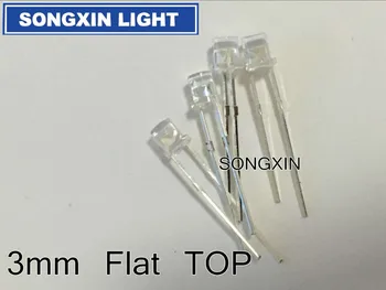 1000pcs Transparentné Dióda, 3 mm Teplá Biela Voda Jasné, 3 mm Plochý Top Light-Emitting Diode Vysoký Jas LED Žiarovka Svetla