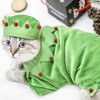 Pet Mačka Pet Oblečenie, Vianočné Zábavné Elf Kostým Kostým Mäkká A Teplá Rúna Pet Spp Oblečenie Jumpsuit Vianočné Šteňa Kabát