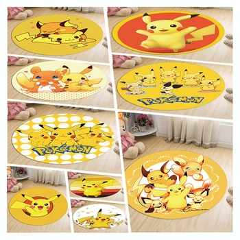 Comics Pokémon Pikachu Kolo detí non-slip mat Anime krásne tlač koberec Domov detskej izby, dekorácie guľatý vankúš