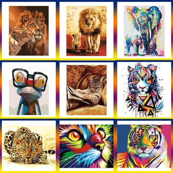 Móda Maľovanie Mačka Lions Zvieratá DIY Farby Podľa Čísel Súpravy Farebnosť Podľa Čísel Jedinečný Darček Domov Wall Art Decor umelecké Diela