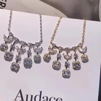 Nový dizajn luxusné AAA zirkón kolo kvet tvar Náušnice, náhrdelník set pre ženy,vysoká kvalita strana/Svadobné šperky D1440