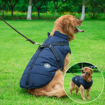 Veľké Psa Bunda S Postrojom Teplé Zimné Oblečenie Pre Psa Labrador Nepremokavé Big Dog Srsť Čivava, Francúzsky Buldog Oblečenie