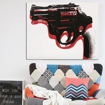 Abstraktné Maľby Zbraň 2018 Andy Warhol Wall Art Obrázky Pre Obývacia Izba Pop Plátno, Vytlačí A Plagáty Izba Dekor Bez Rámu