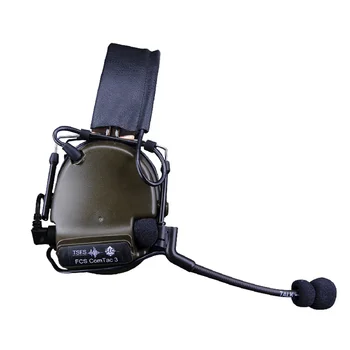 FCS C3 Headset COMTAC3 Vyzdvihnutie Redukcia Šumu Slúchadlá Taktické Headset - Olive Drab Silikónové Verzia