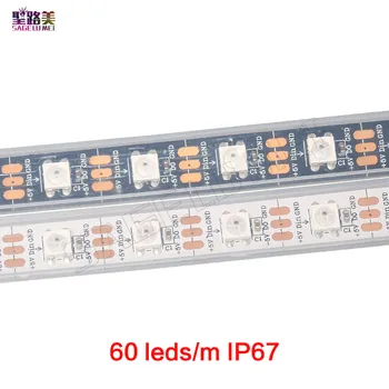 1 M-5 M-DC 5V IP30/IP65/IP67 Samostatne adresovateľný Black/White PCB 30/60/144leds/m pixel WS2811IC Smart led pixel pásy