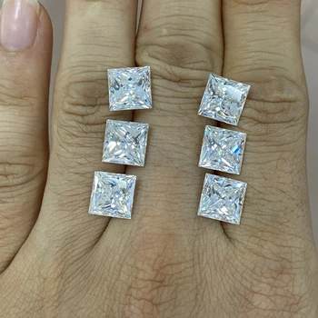 STIAHNUŤ Certifikát 6X6mm Princezná Vystrihnúť Štvorec Voľné Drahokam Biela Moissanite Diamond Cenu