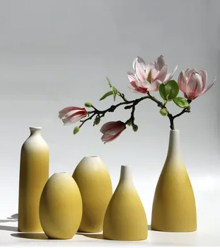 Keramické Malá Váza Jednoduché IN Nordic Gradient-Jemné mouthed Obývacia Izba Na Kvety Usporiadanie Čerstvé, Sušené kvety, Dekorácie