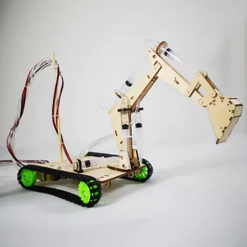 DIY Drevené Montáž Crawler Robot Hračka Hydraulické Rýpadlo Mechanické Rameno stavbu Modelu Auta