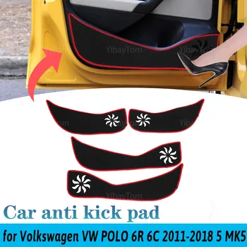 Bočné Hrany Stráž Dvere Auta Anti Kick Pad Nálepky Mat pre Volkswagen VW POLO 6R 6C 11-18 5 MK5 Koberec Ochrany Príslušenstvo Odtlačkový