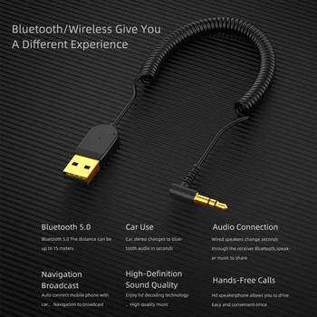 3,5 mm Mini USB 2.0 Bluetooth V5.0 Nastaviteľné Prijímač, Adaptér, Kábel usb Dongle Pre Auto Reproduktor AUX Rozhranie Reproduktor