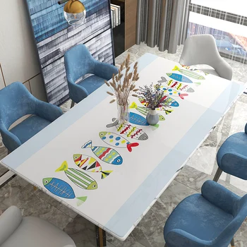 Cartoon ryby Marbling póry Dreva tabuľka chránič kryt vodotesný oilproof obrus prispôsobiť strany svadobný stôl deco mat