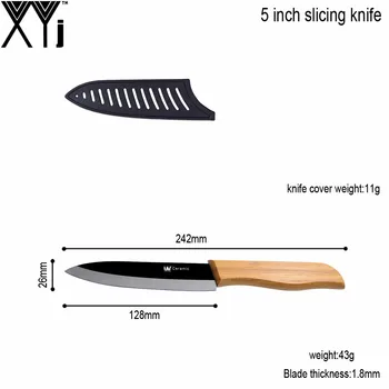XYJ Kuchyni Keramické Nože Bambusu Rukoväť Čierna Čepeľ 3
