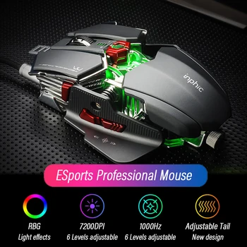 Ergonomic Gaming Mouse Computer-Myší Hráč Káblové Notebook, Usb-Kábel Optický Nastaviteľné Chvost Myši Profesionálne Myši Hráč 7200DPI
