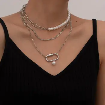 SHIXIN 3 Ks/Set Pearl Korálky Reťazca Náhrdelník S Príveskom Vrstvený Choker Náhrdelník pre Ženy 2020 Módny Náhrdelník Šperky Collier