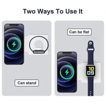 15W Magsafe Bezdrôtovú Nabíjačku Skladací Magnetický Dual-Poplatok Pre iPhone 12 Pro Max 12 Mini Magsafe Rýchle Nabíjanie Bezdrôtová Nabíjačka