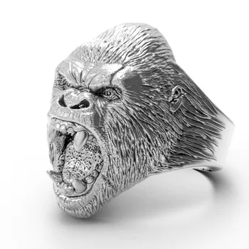 Nerezová Titánové Ocele Krúžok Mužov Vintage Viking Punk RockRoar Peter Jackson ' s King Kong Gorila Zvieracie Krúžky Pre Človeka Šperky