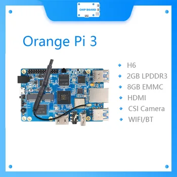 Orange Pi 3 H6 2GB LPDDR3 + 8 GB EMMC Flash Pamäťou Ethernet Port AP6256 WIFI BT5.0 4*USB3.0 Podporu Android 7.0, Ubuntu, Debian