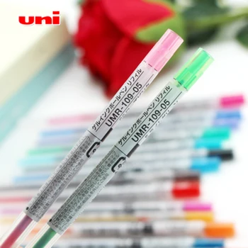 8pcs Japonsko UNI Gel Pero Farebná Náplň 0,5 mm ŠTÝLE NOSENIE Série Stlačte Gélové Pero Náplň UMR-109-05