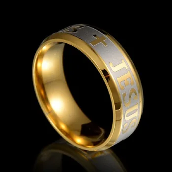 Zbrusu Nový 20PCs prst Prsteň muž žena klasické luxusné Ježiš Kríž Muži ženy big Top Gold PL Nehrdzavejúcej Ocele značky Šperky